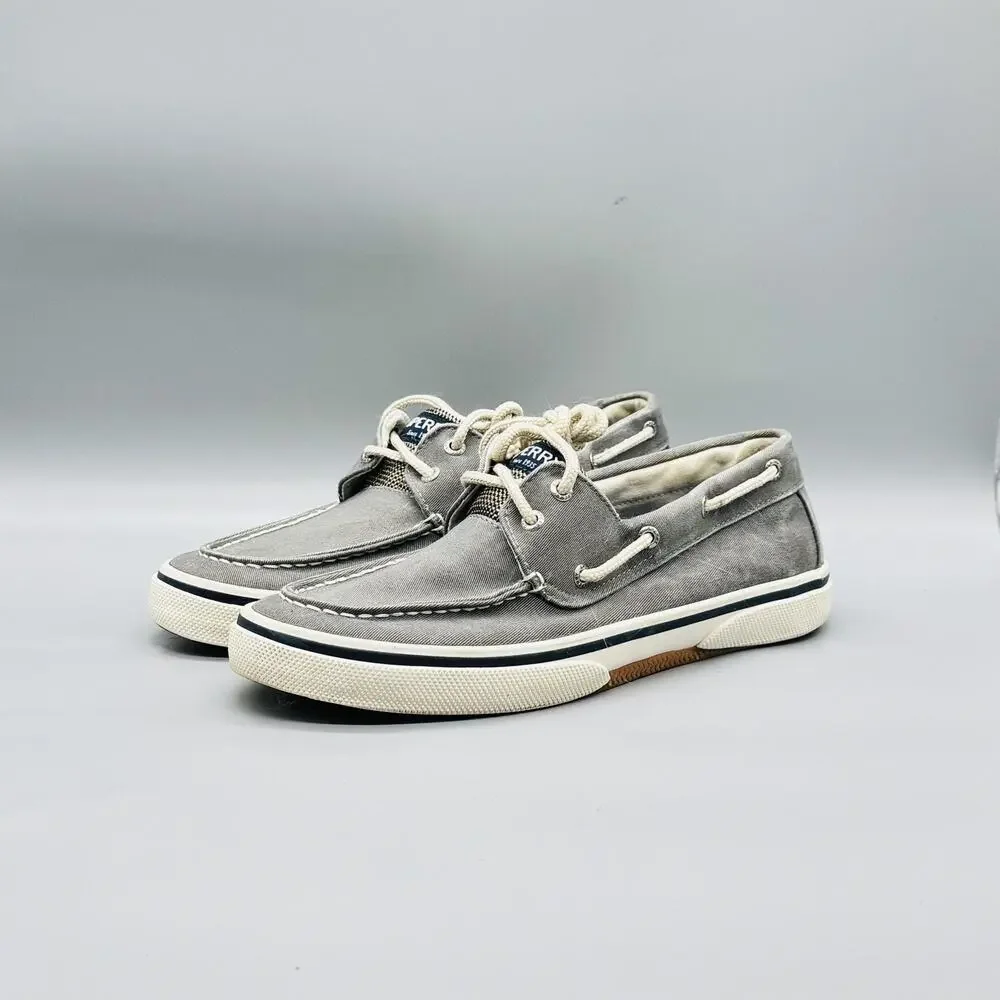 Sperry Shoes Mens 9.5 Gray Canvas Top Sider Boat Deck Moc Toe Casual Comfort